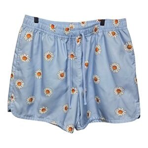 Nike Daisy Print Swim Trunks Shorts Mens XL Blue White Athletic Casual